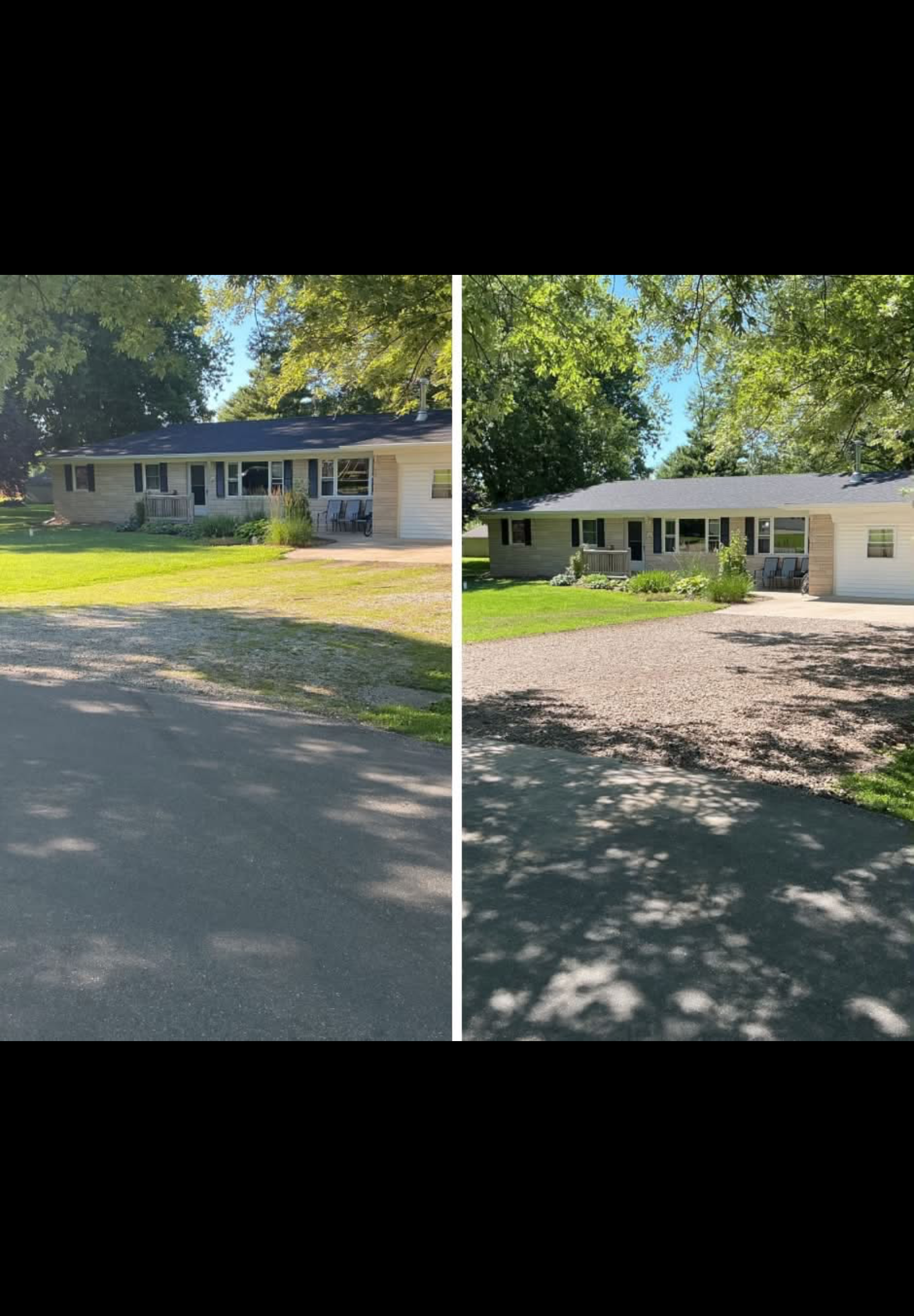 Before and after of residential driveway restoration