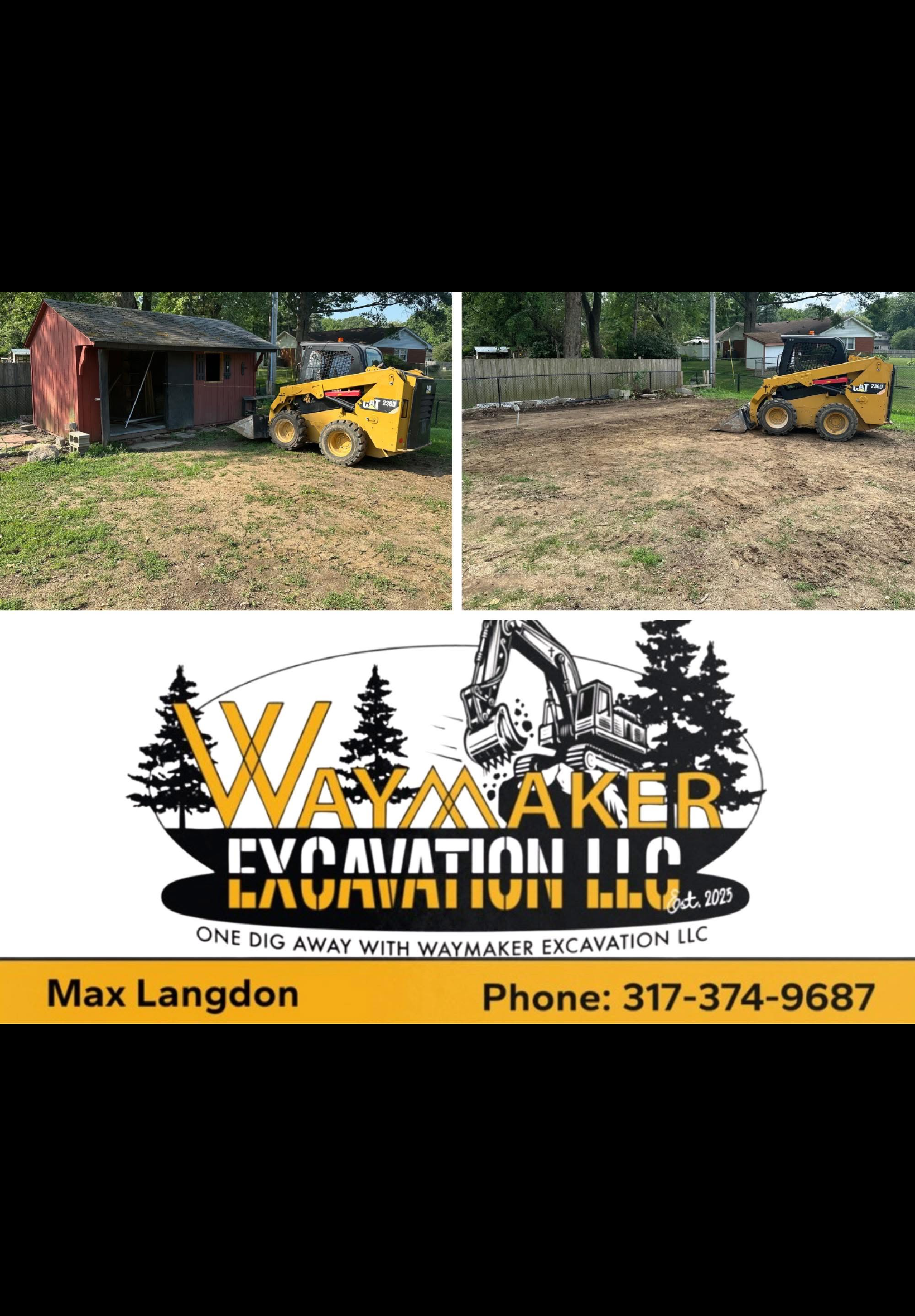 Gravel driveway before and after regrading through wooded property