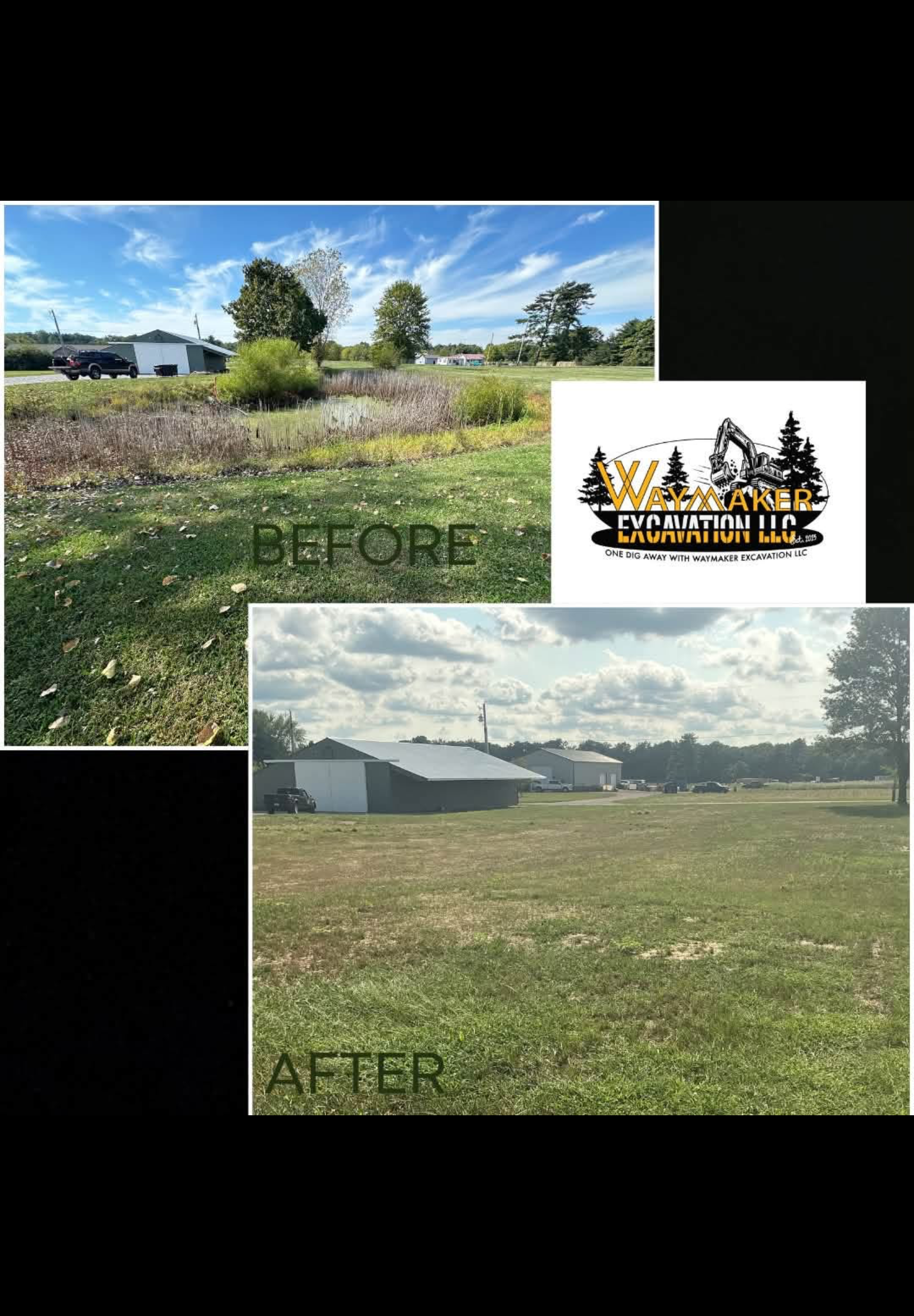 Before and after land clearing project for commercial property
